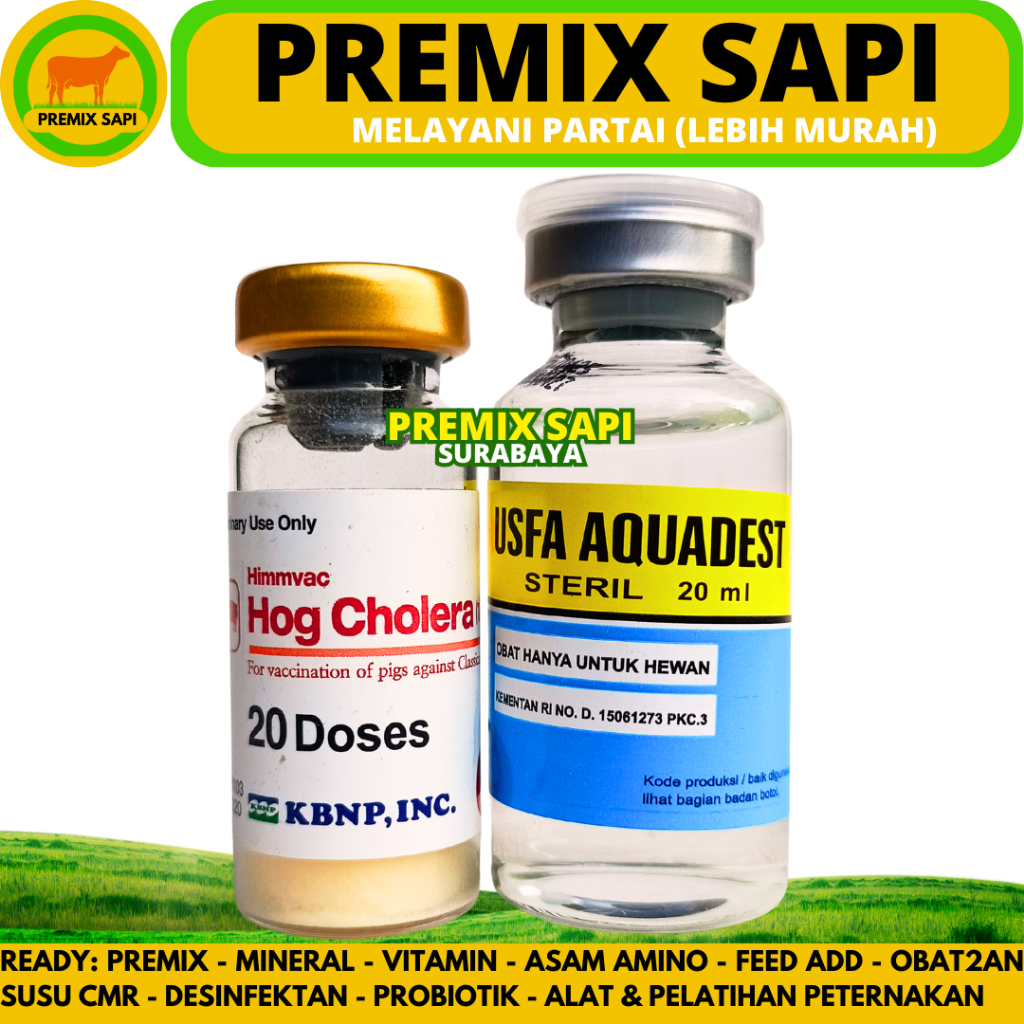 VAKSIN BABI HOG CHOLERA 20 DOSIS (1 BOTOL VAKSIN + 1 PELARUT) - Vaksin Kolera Babi untuk Pencegahan