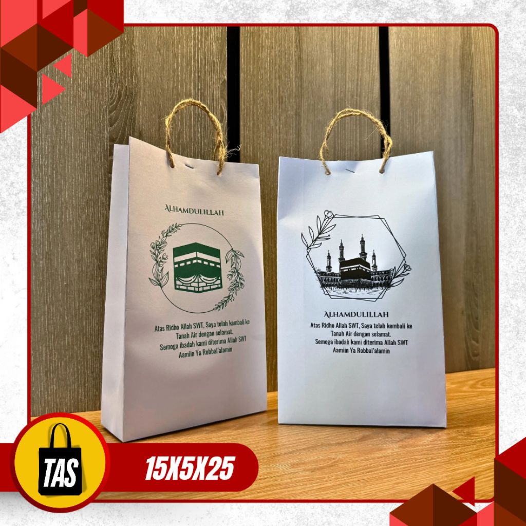 

Jual PAPERBAG HAJI UMROH SIAP KIRIM Full Color ukuran 15x5x25 Banyak pilihan motif