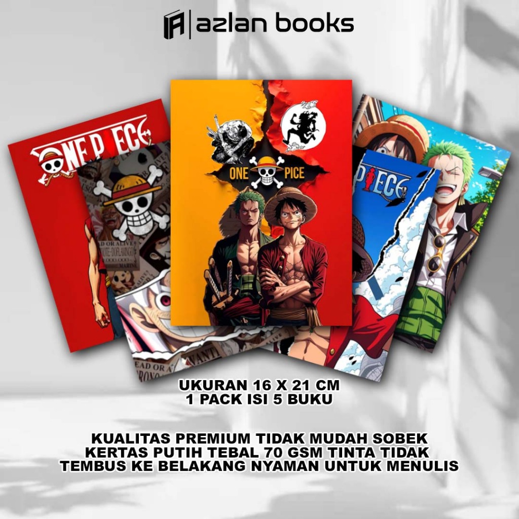 

Buku Tulis Sekolah Custom Tema ONE PIECE Bergaris 38 Lembar 1 Pak Isi 5 Buku / Buku Tulis Anime / Buku Aesthetic / Buku Catatan / Sidu #1