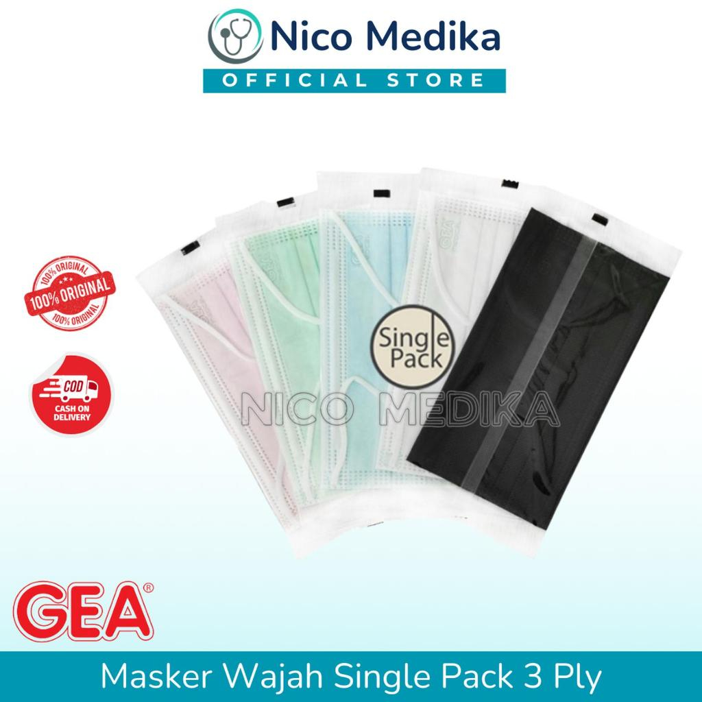 Masker GEA Medis - Surgical Face Mask Disposable GEA 3 Ply isi 50Pcs ( SINGLE PACK ) BOX
