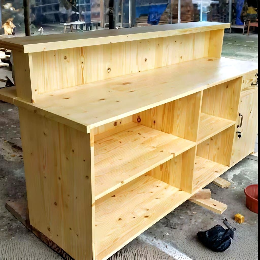 MEJA KASIR KAYU 50X200X110/MINI BAR CAFE/ meja kayu jati belanda