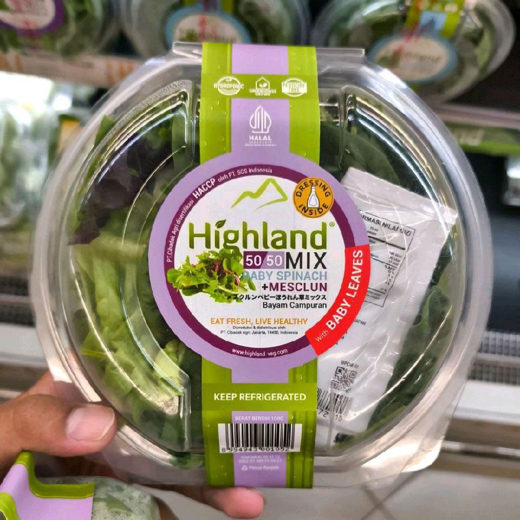 

Highland mixed baby spinach & mesclun fresh 100 gram