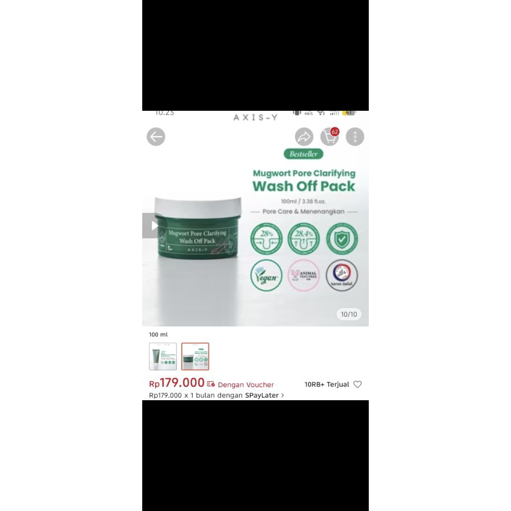 AXIS-Y Mugwort Pore Clarifying Wash Off Pack (baca deskripsi)