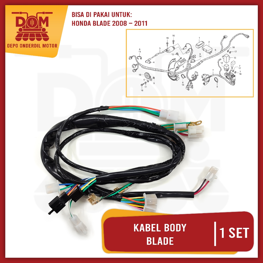 Kabel Body BLADE 2008 (TOKAIDO) Harness Wire Cable Bodi Set Motor Honda Blade Lama Old 2008-2011