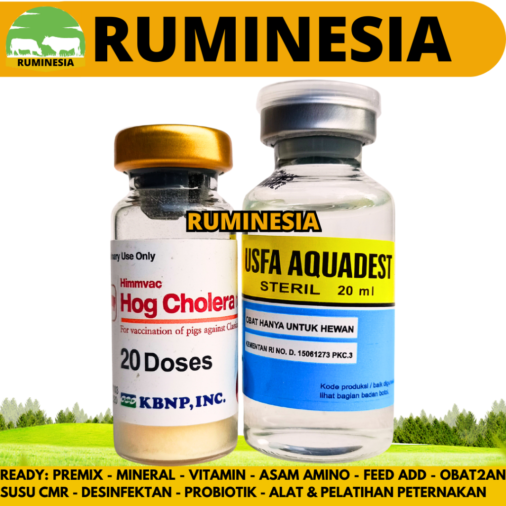 VAKSIN BABI HOG CHOLERA 20 DOSIS (1 BOTOL VAKSIN + 1 PELARUT) - Vaksin Kolera Babi untuk Pencegahan