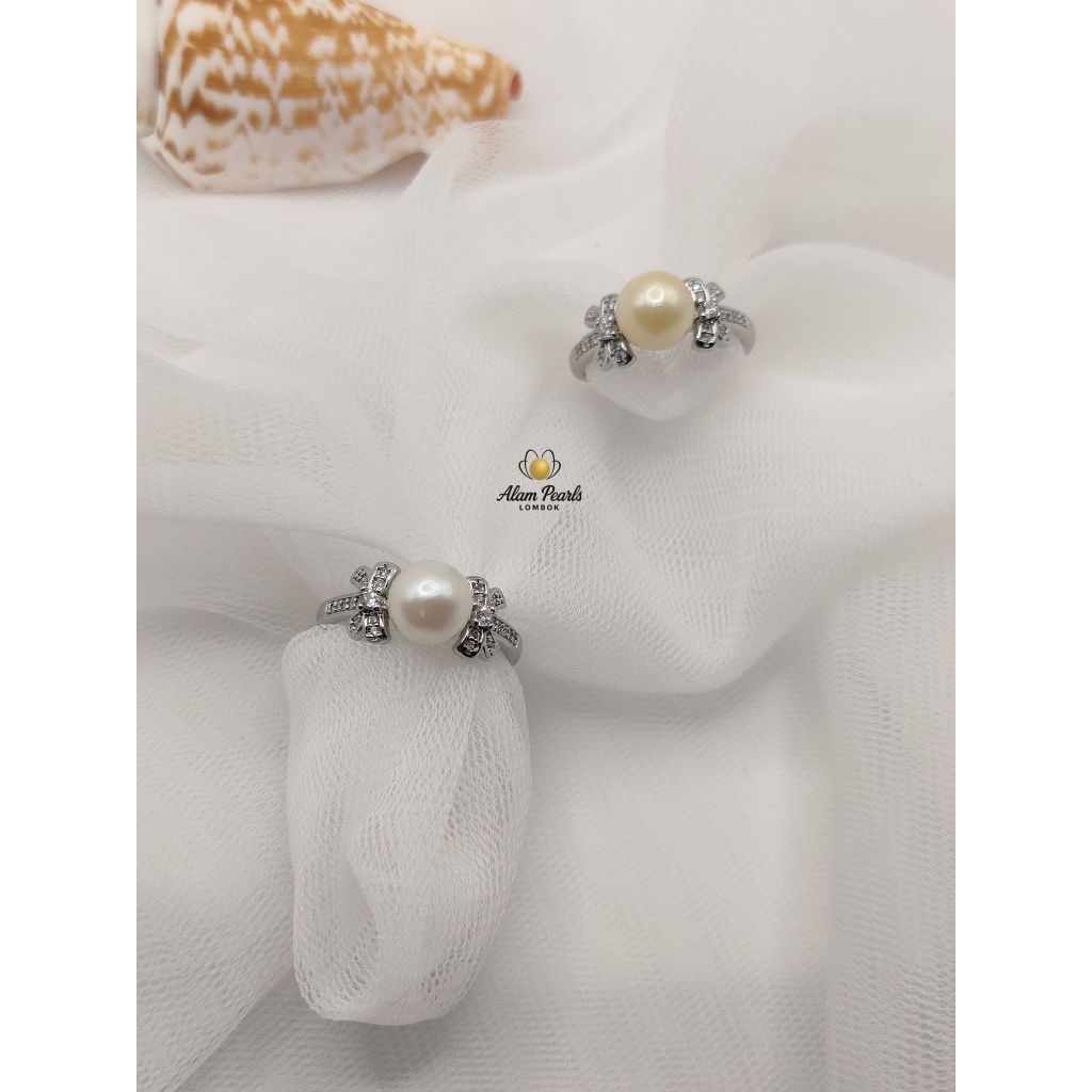 Cincin silver pita mutiara laut