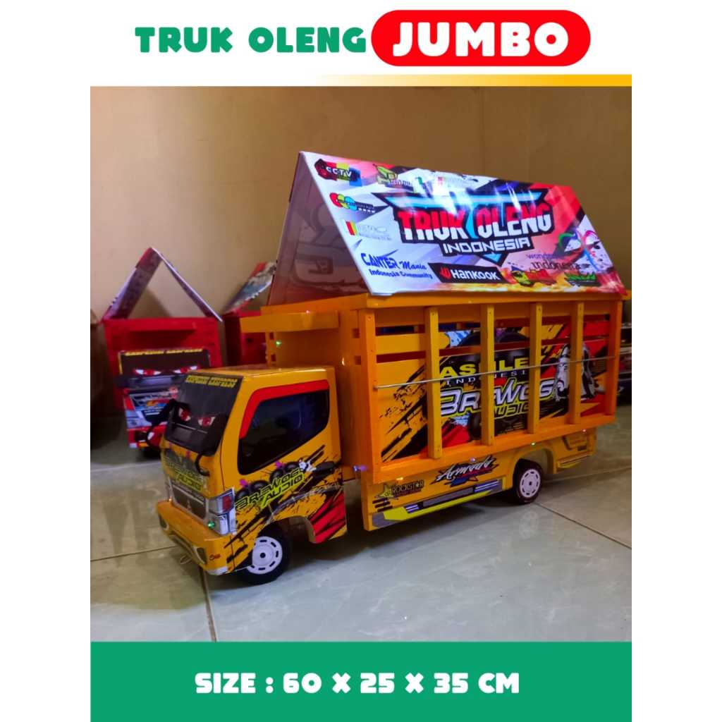 MAINAN ANAK TRUK OLENG JUMBO KAYU BREWOG MINIATUR TRUK OLENG