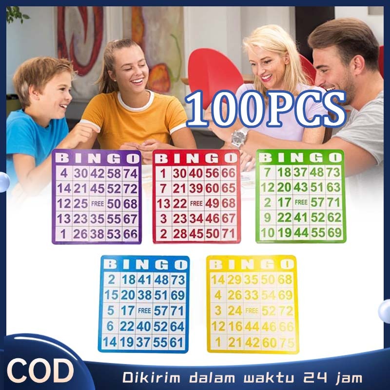 Kartu Bingo Kartu Bingo 100pcs 5 Warna Kartu Bingo Ukuran Besar Papan Bingo