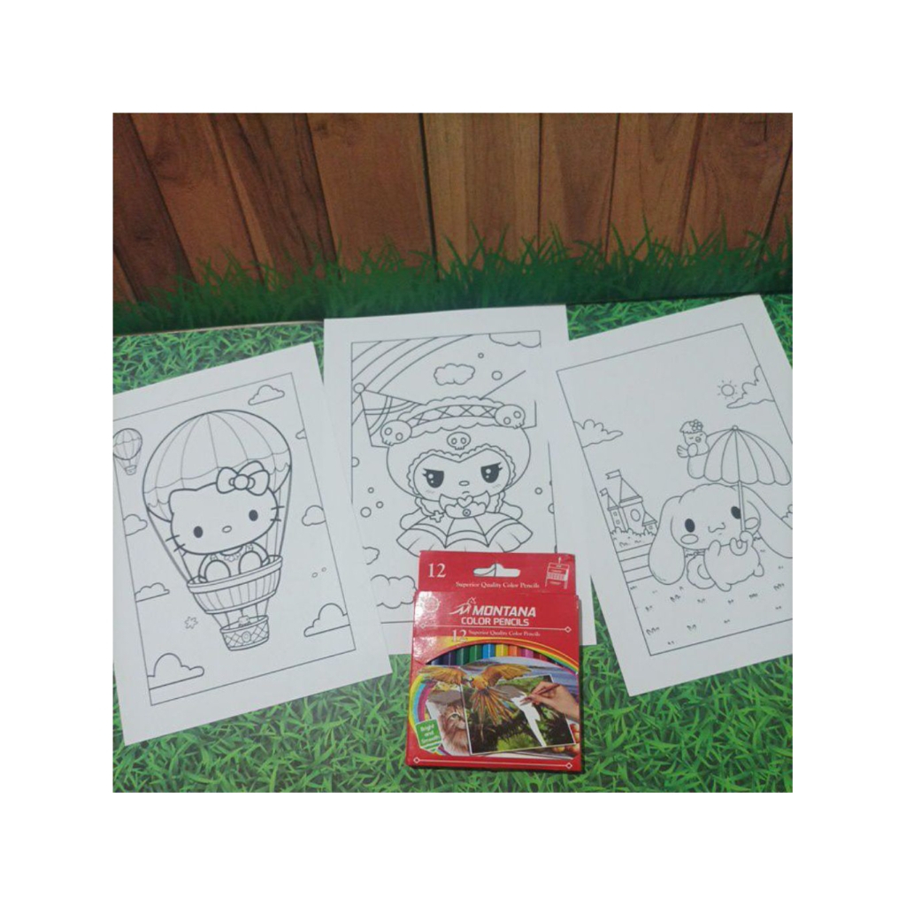 

Paket 50 lembar gambar /kertas mewarnai anak cewek gratis pensil warna