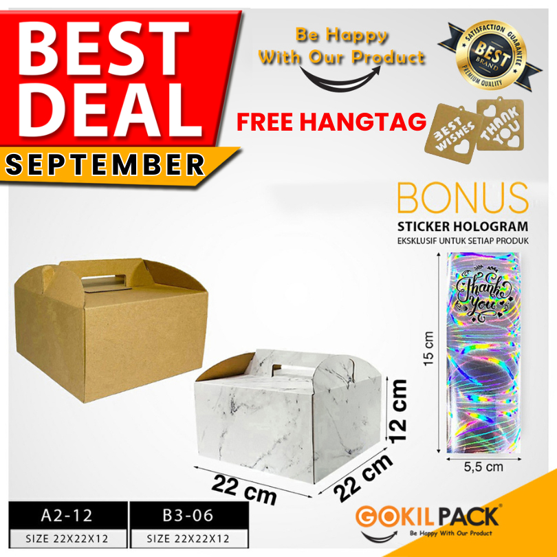 

Gable Box - Packaging Kue Premium Uk 22x22x12 cm - A2-12