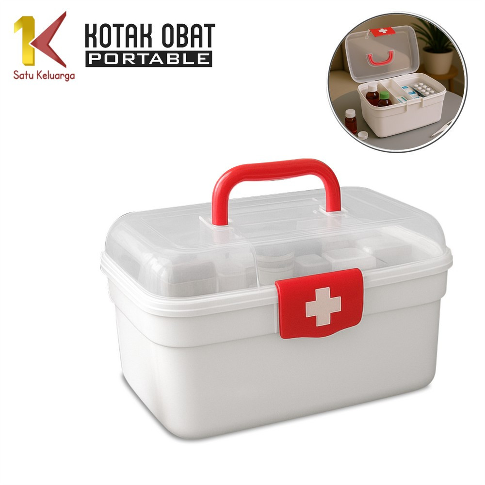 Satu Keluarga Kotak P3K First Aid C832 Medicine Box Organizer Kotak Penyimpanan Obat / Kotak Obat To