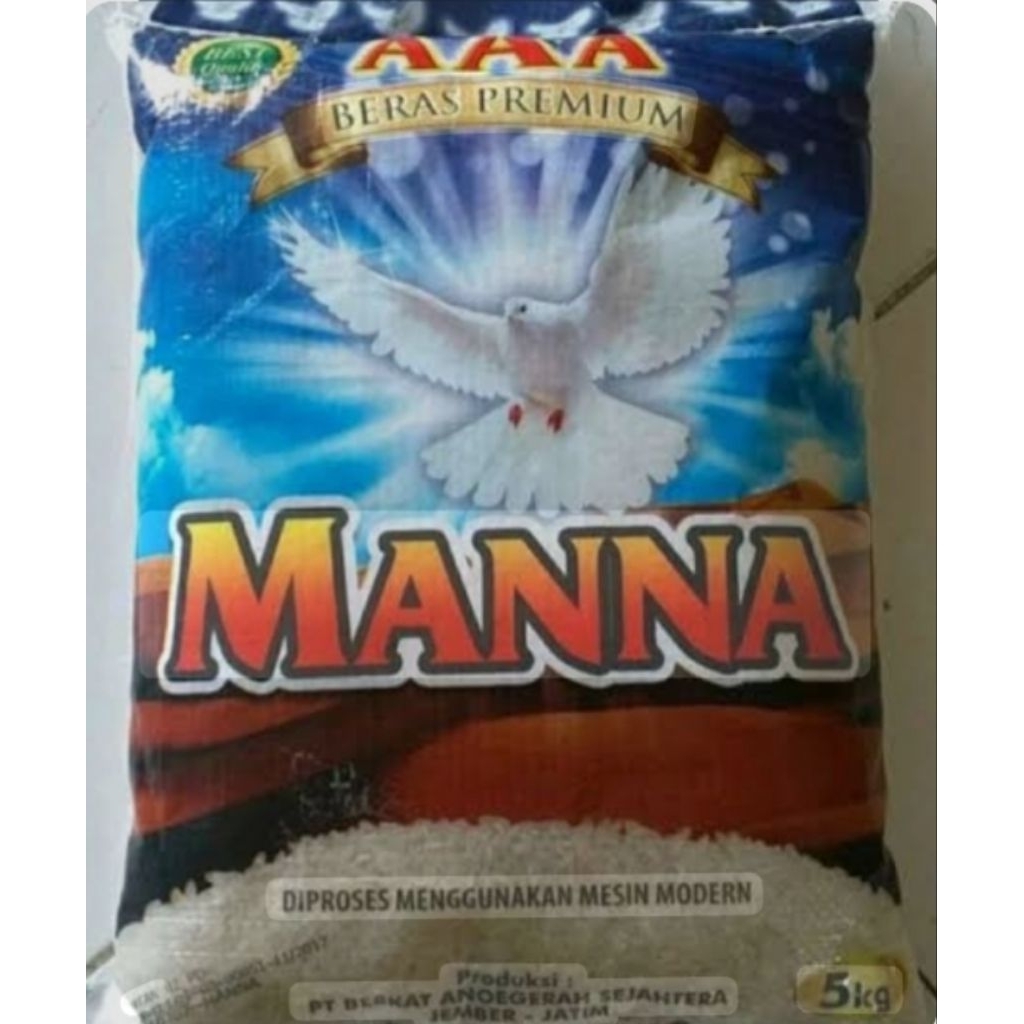 

Beras Manna 5 kg kemasan plastik premium