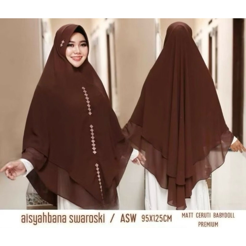 KHIMAR JUMBO 2 LAYER SWAROSKI Hijab Instan Jumbo Syar'i AISYAHBANA CERUTY Jilbab 2 layer Jumbo