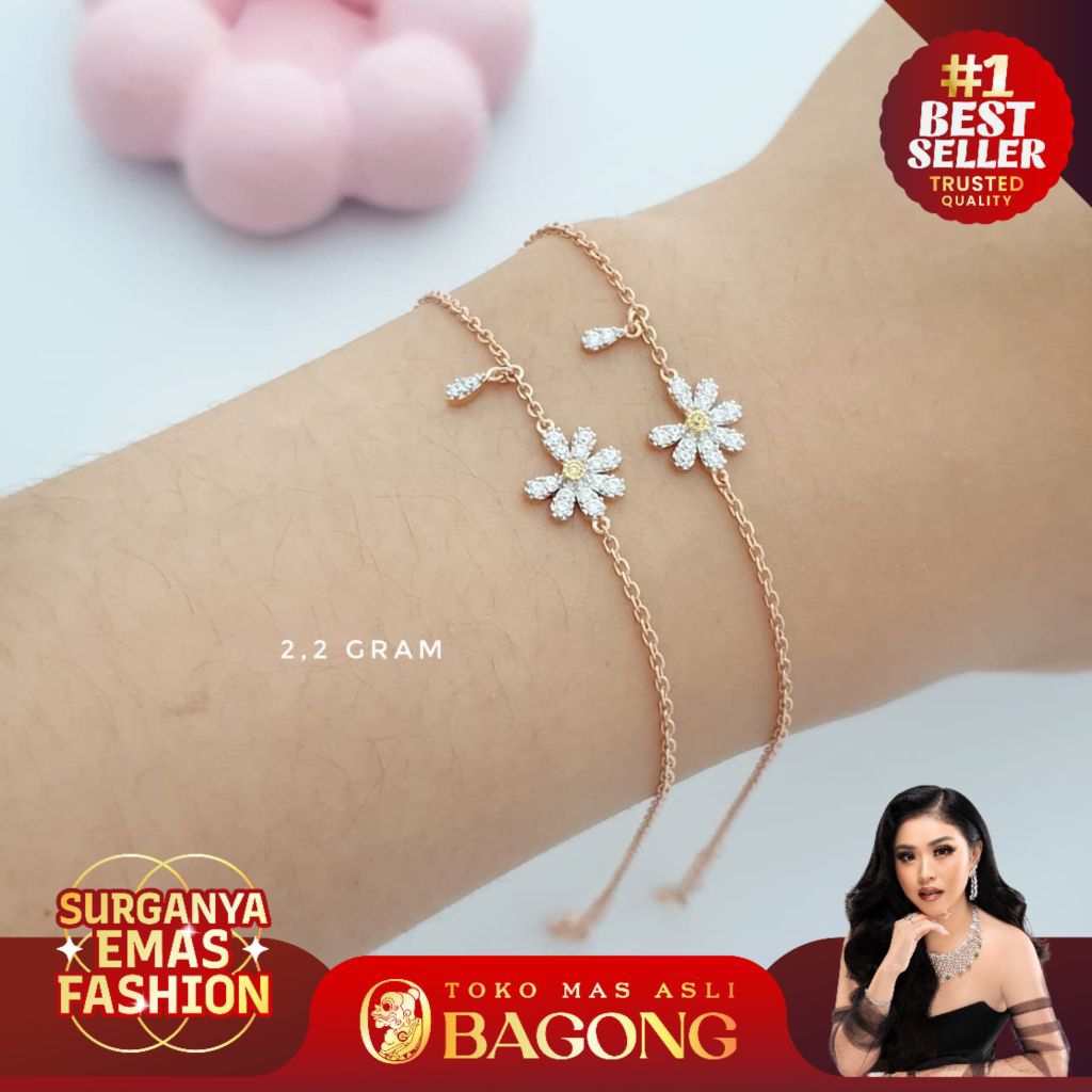 GELANG FASHION DAISY 17K/750 ASLI BAGONG GOLD.BAGONG EMAS