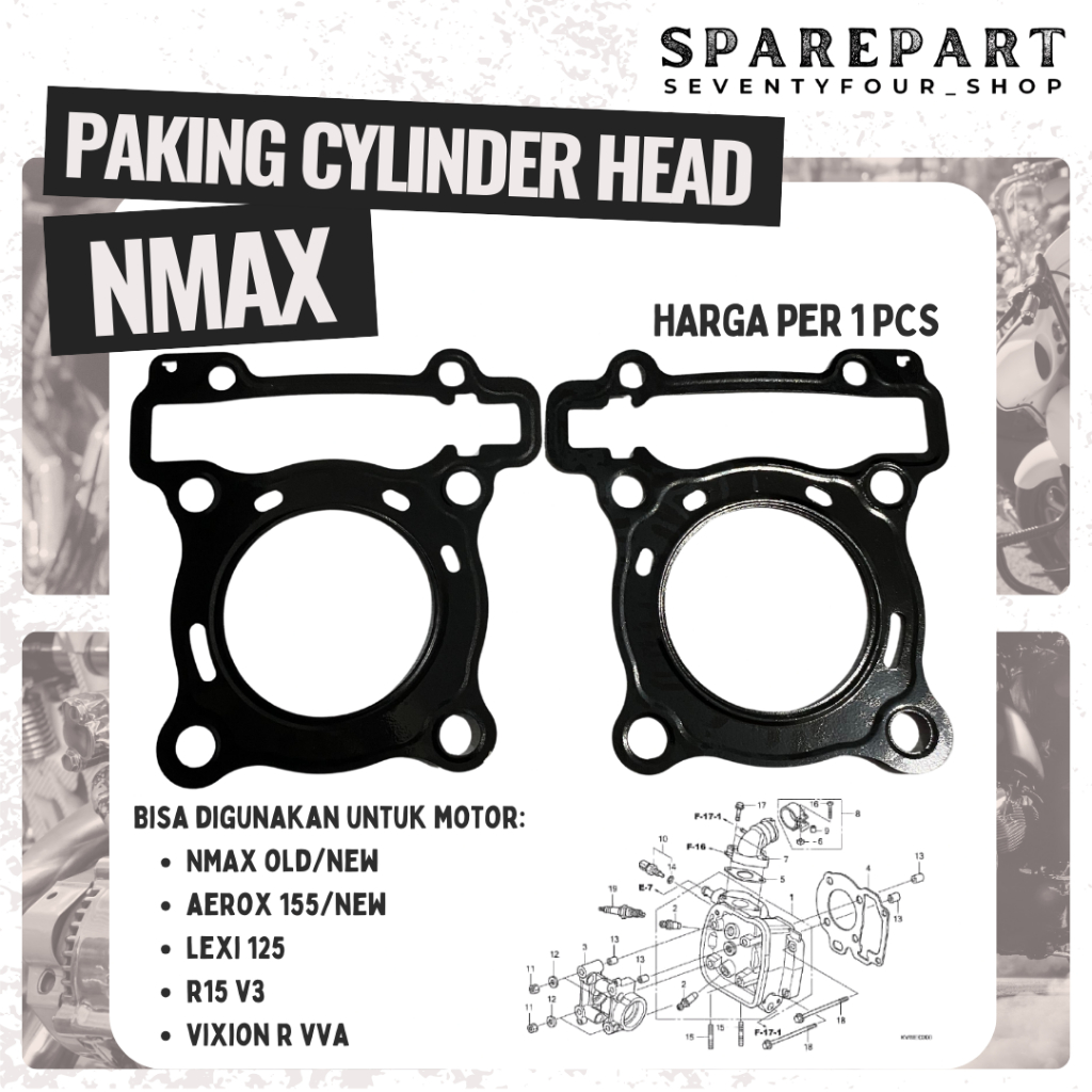PAKING GASKET CYLINDER HEAD CHTP NMAX AEROX LEXI R15 V3 VIXION KOP BESI SILINDER SRM