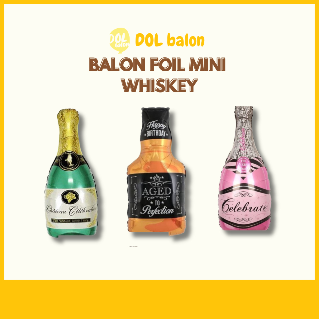 Balon Foil Mini Whiskey Champagne Wine Gelas Cheers Dekorasi Pesta