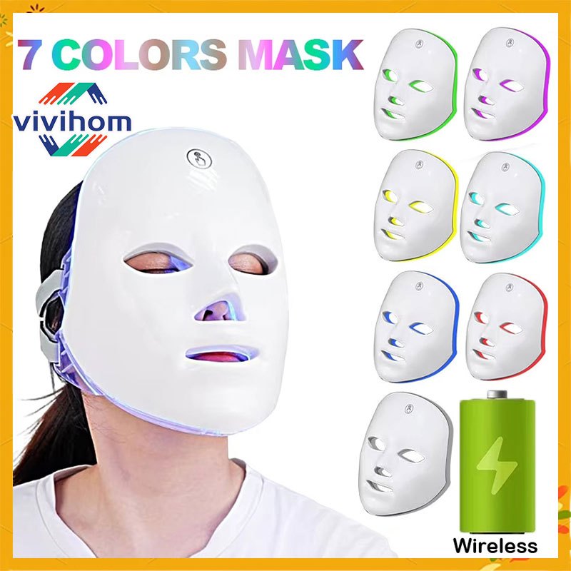 Mask Warna LED PDT Photon Therapy Alat Perawatan Wajah 7 Light Warna Led Mask Photon Therapy
