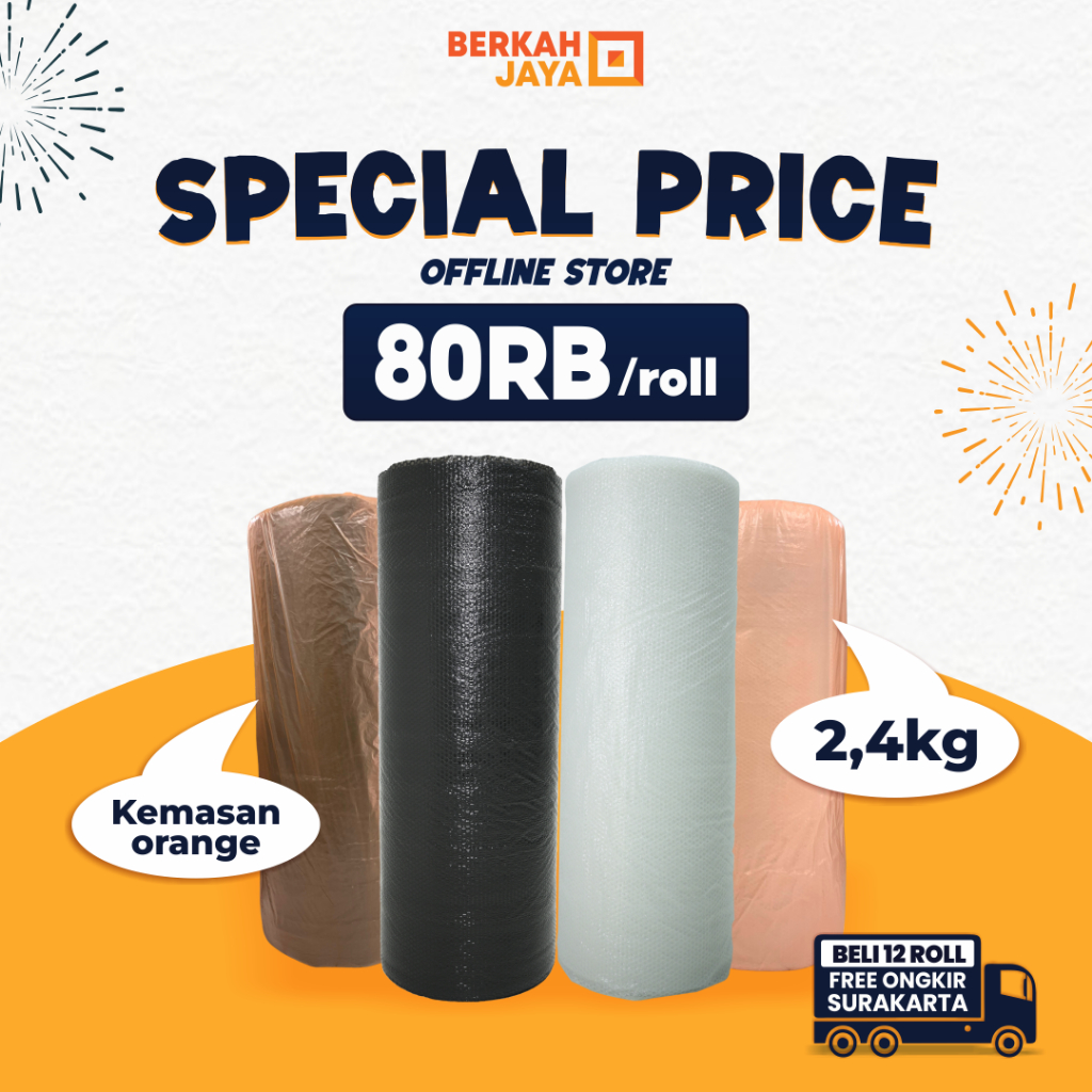 

BUBBLE WRAP SOLO / PLASTIK GELEMBUNG BENING & HITAM ROLL 50M X 125CM KEMASAN ORANGE (BACA DESKRIPSI)