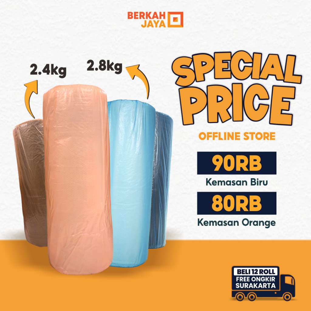 

BUBBLE WRAP SOLO / PLASTIK GELEMBUNG BENING ROLL 50M X 125CM KEMASAN ORANGE DAN BIRU (BACA DESKRIPSI)