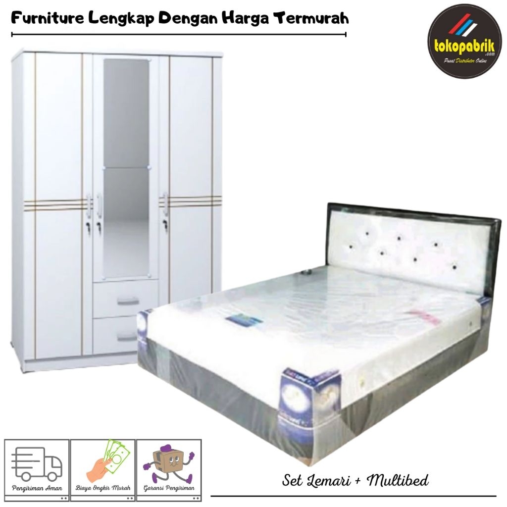 Set Kamar / Bedset Divan Springbed Menyatu / Set Lemari Multibed Modern Minimalis Murah Bandung Bogo