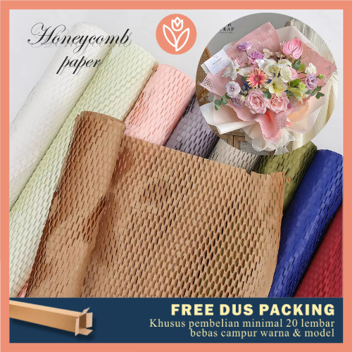 

TULIP PAPERIE ❤ FLOWER WRAPPING PAPER HONEYCOMB PAPER 50x40cm KERTAS BUKET CELLOPHANE JARING KOREAN MESH NET PEMBUNGKUS HAND BOUQUET