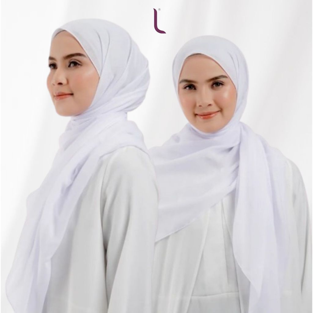 Elzatta Hijab Jilbab Kerudung Segi Empat Bahan Polycotton Polos Obelia Sazira - Putih