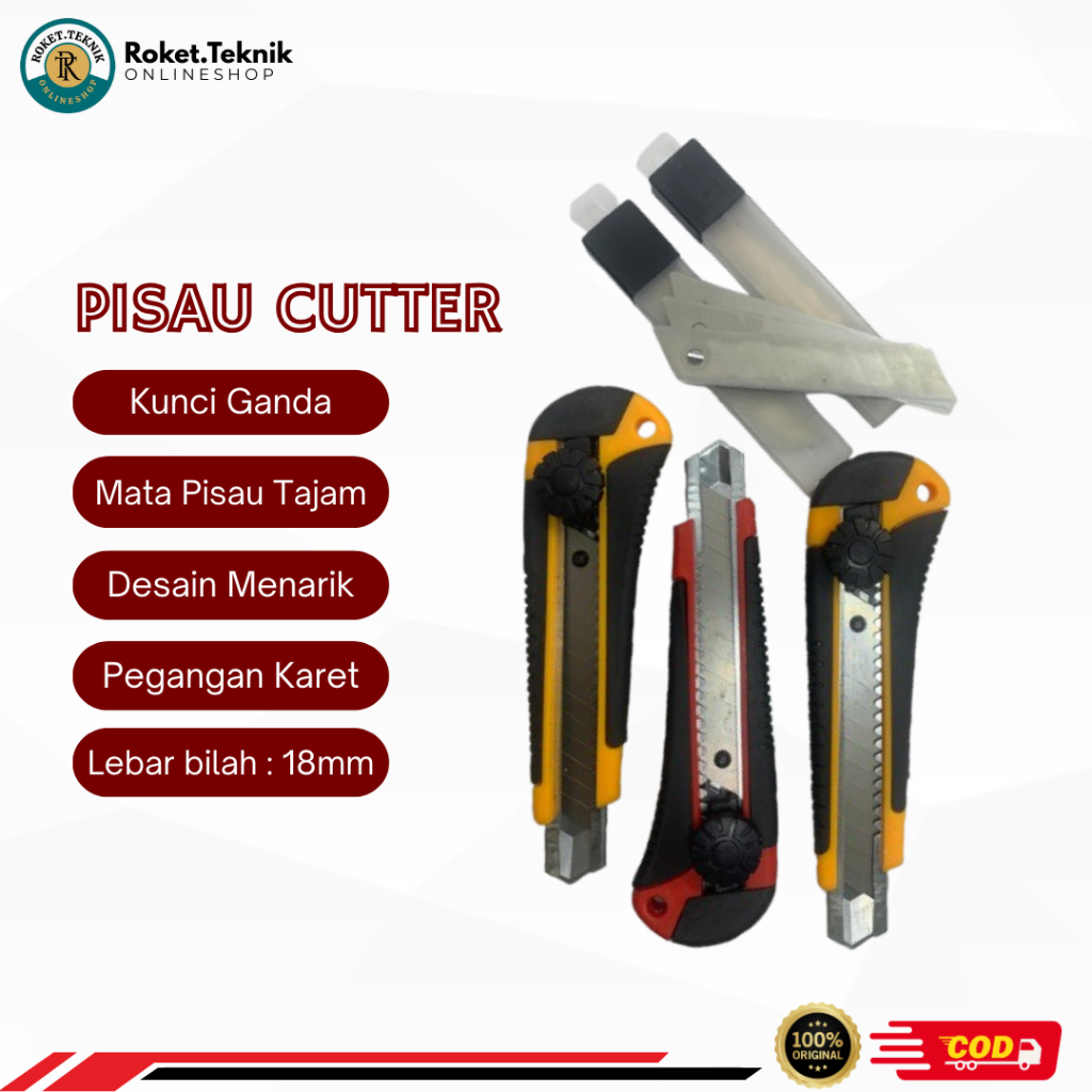 

Pisau Cutter Stainless Tebal Besar 18mm | Pisau Potong Pemotong + Bonus Silet