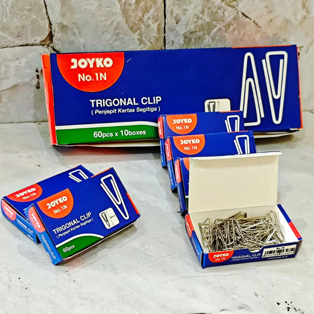 

SATU PACK ( 10 BOX KECIL ) Tringular Clip Trigonal Clip Penjepit Kertas No. 01