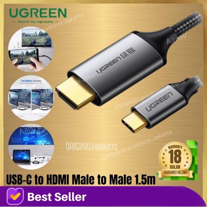 UGREEN KABEL USB C TO HDMI KE TV LCD MACBOOK SAMSUNG S22 4K 60hz 50570 - hdmiFEMALE 30hz