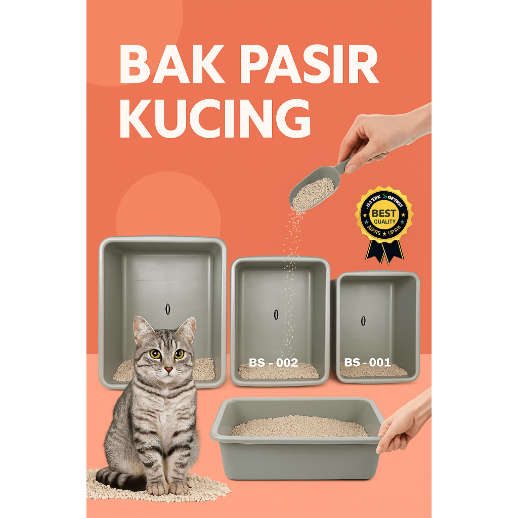 Bak Baskom Segi Bak Pasir Kucing Jumbo Ukuran XL Litter Box Cat Bak Tahu Taiwan Baskom Kotak Plastik