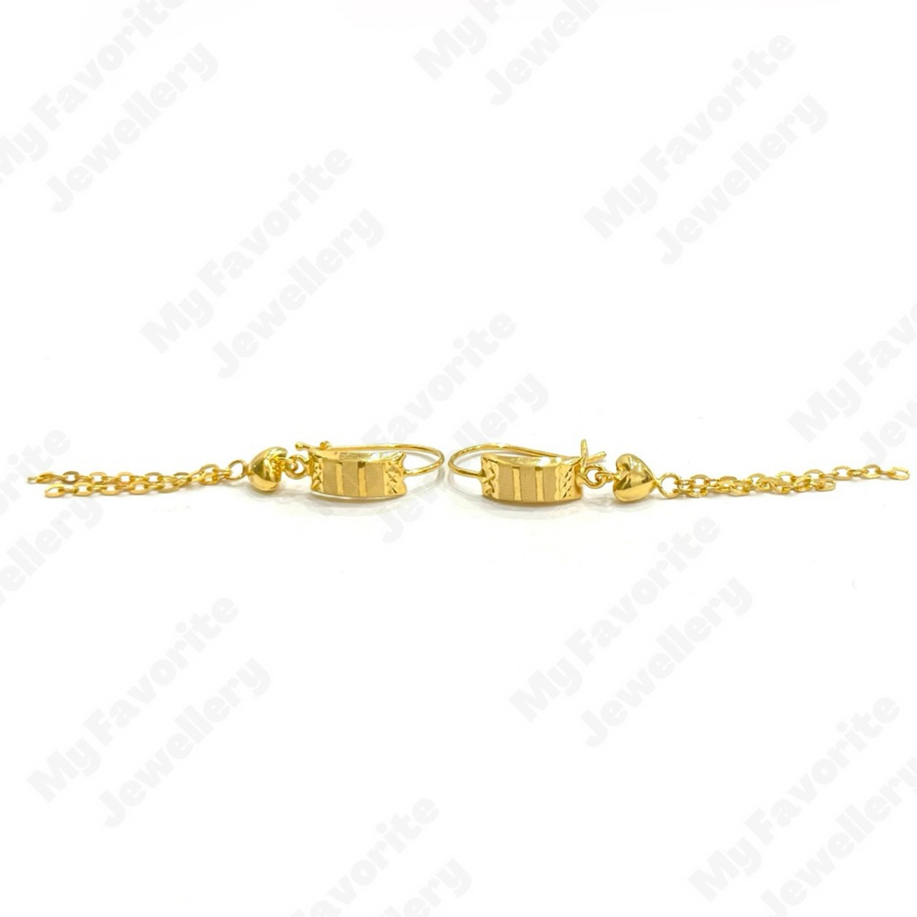 Anting Gantung Plat Fancy Emas Asli Kadar 700