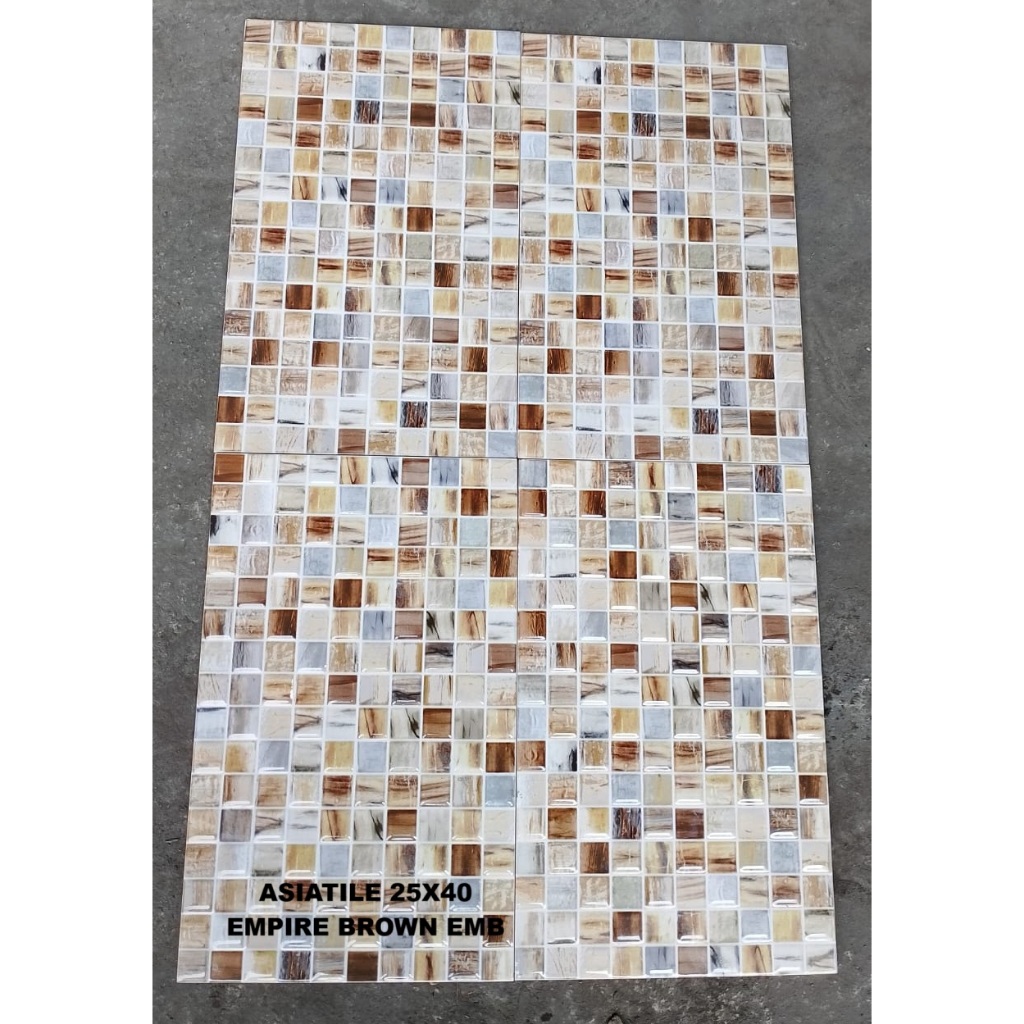 KERAMIK DINDING GLOSSY 25X40 ASIA TILE EMPIRE BROWN EMPIRE GREEN EMBOSS KW B KERAMIK DINDING 25X40 K