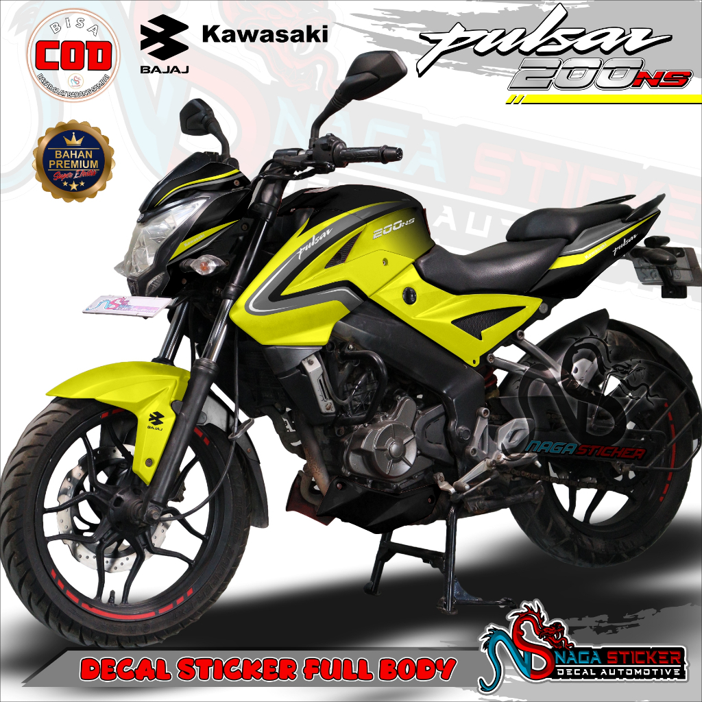 DECAL STICKER FULL BODY Kawasaki Bajaj PULSAR NS200 Motif Simplerace NS0132 Desain Bisa CUSTOM bajaj