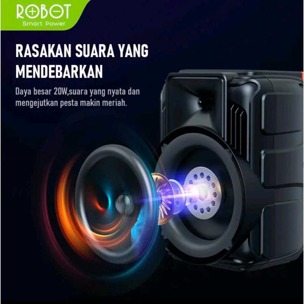 ROBOT RB500 KARAOKE SPEAKER WITH WIRELESS MICROPHONE RGB LIGHT (RB500 BLACK)