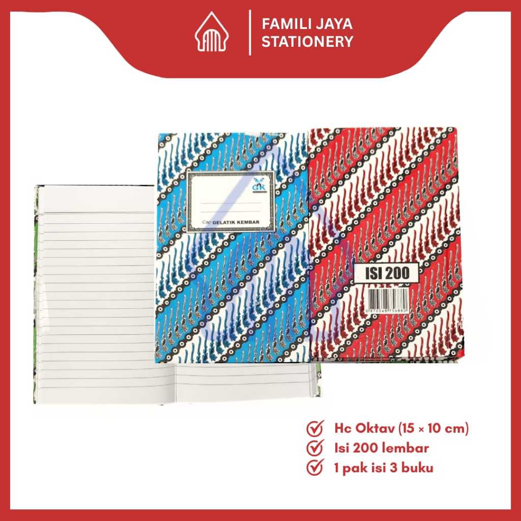 

GELATIK KEMBAR Buku Tulis Hard Cover Batik Oktavo Isi 200 Lembar