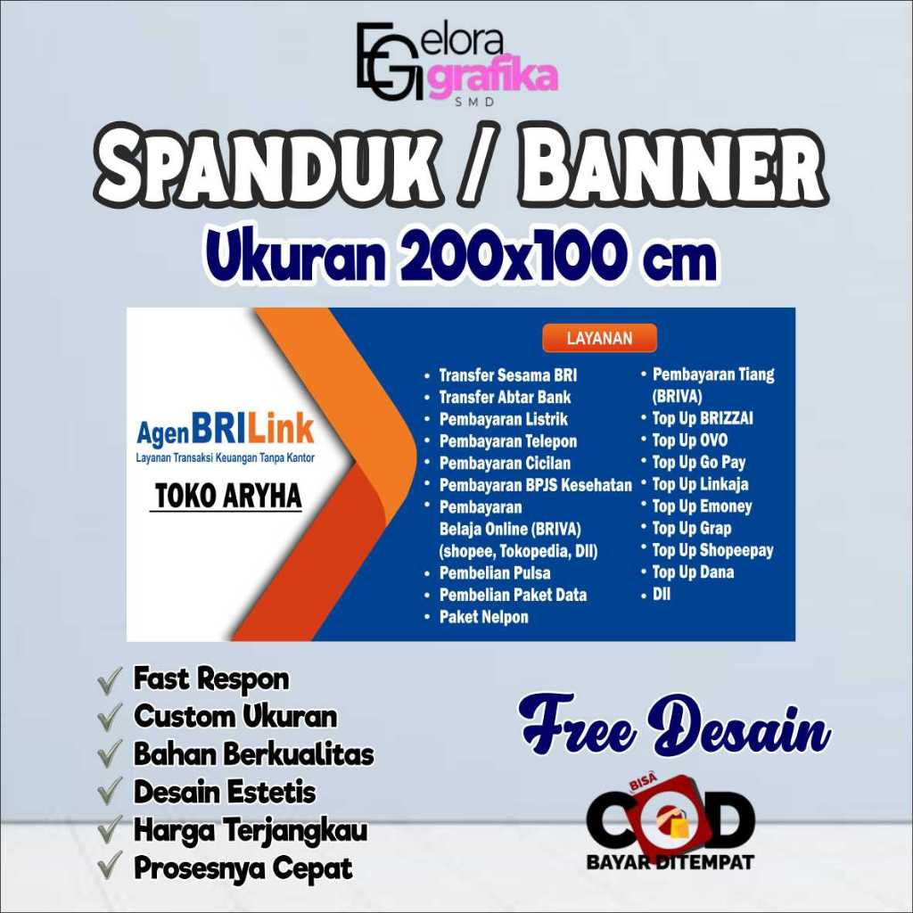 Spanduk Banner Ukuran 200x100 Cm Brilink Terbaru Free Custom Desain