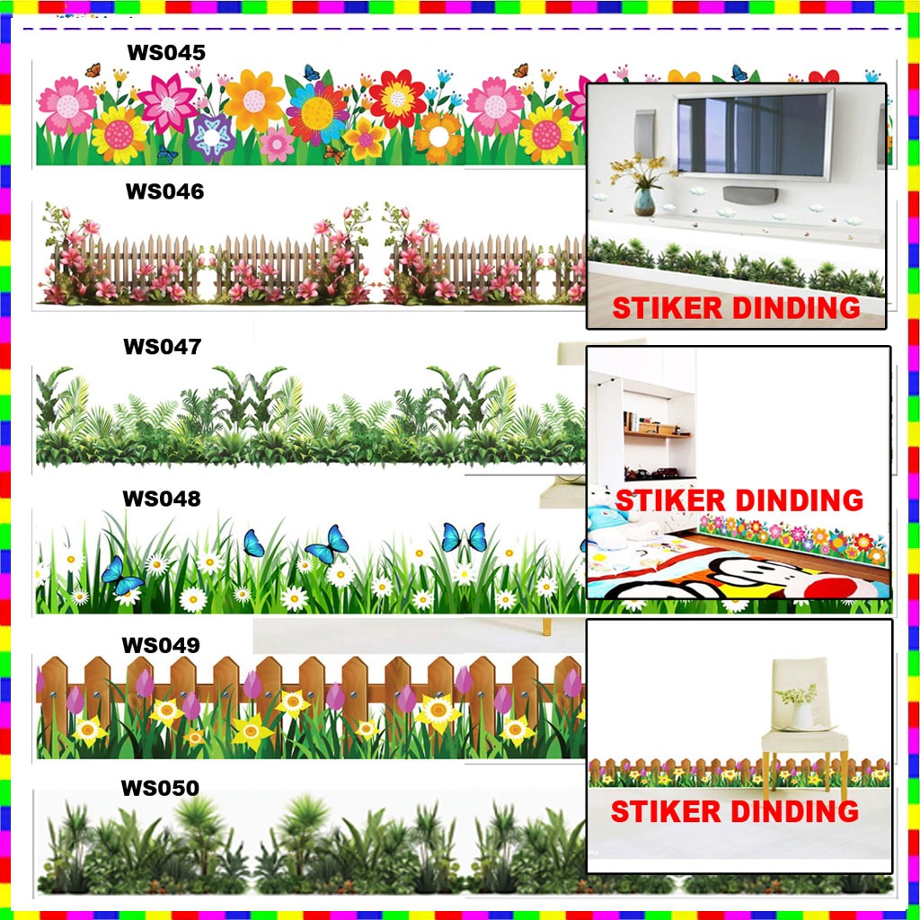 Wall Stiker/Stiker Dinding/Stiker Tranparant/Stiker Cuting Motif Rumput/Hias/Pagar Era Stiker