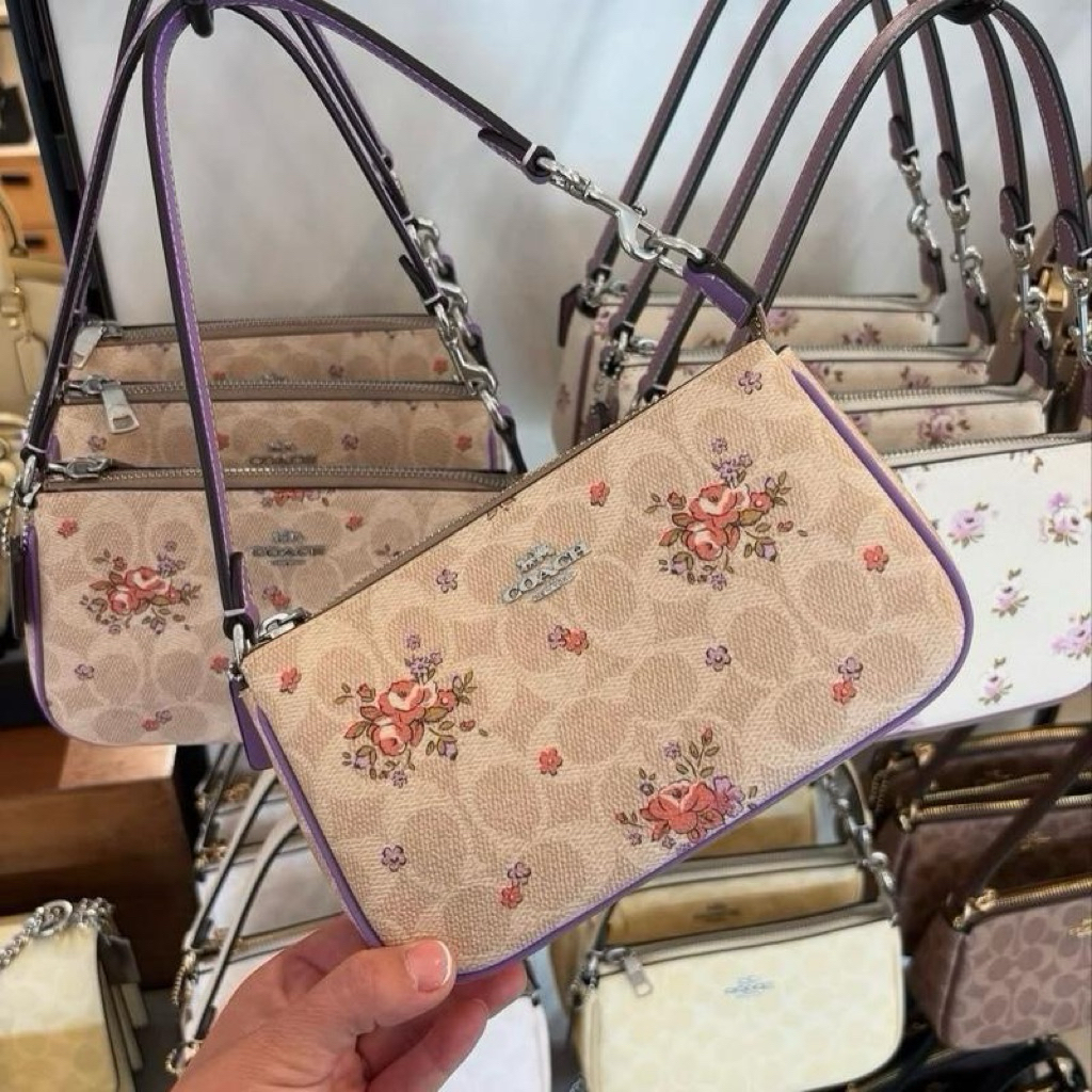TAS WANITA HANDBAG COACH COC CCH NOLITA 19 SIGNATURE FLORAL CHALK SHOULDER BAG