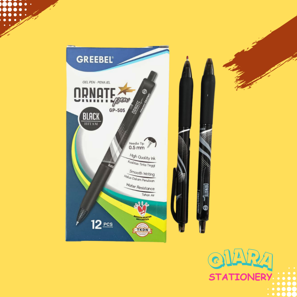 

1 Kotak Grebeel Gel Pen GP-505 Ornate 0,5mm - Isi 12 Pcs (Hitam)