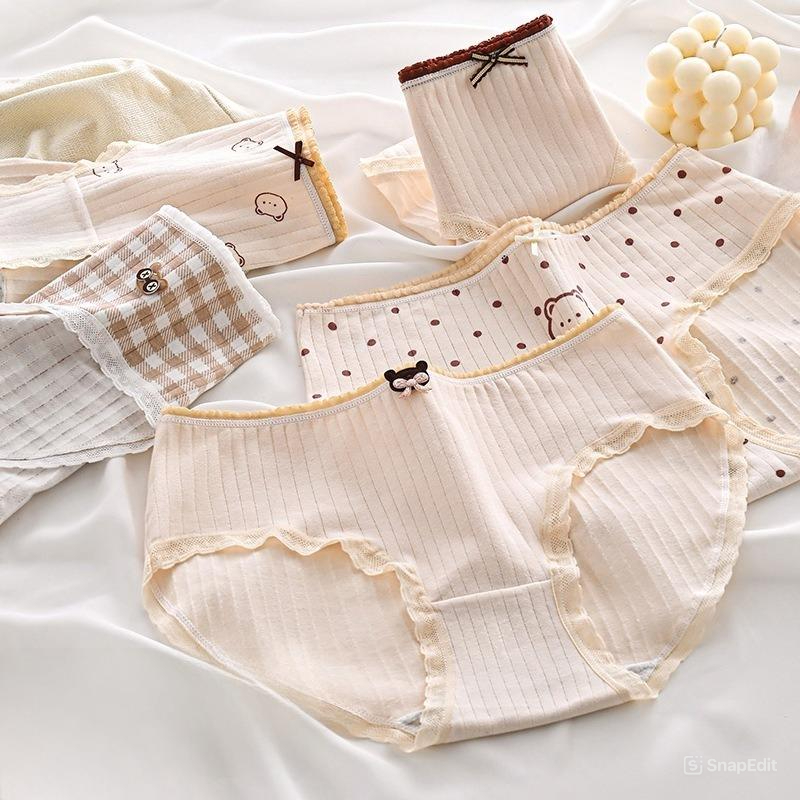 CLICKBRA | CD2142 Celana Dalam CD Motif Bear Beruang Cream Lucu Korean Fashion Jepang Underware