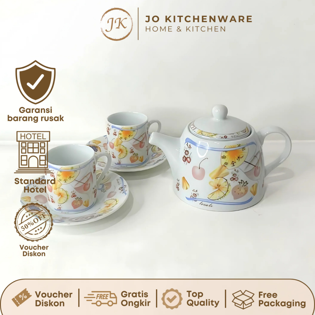 SET Teko Cangkir Lepek Mini Keramik Premium / Teko Teh 450ml & Cangkir teh 110ml / Chinese Style