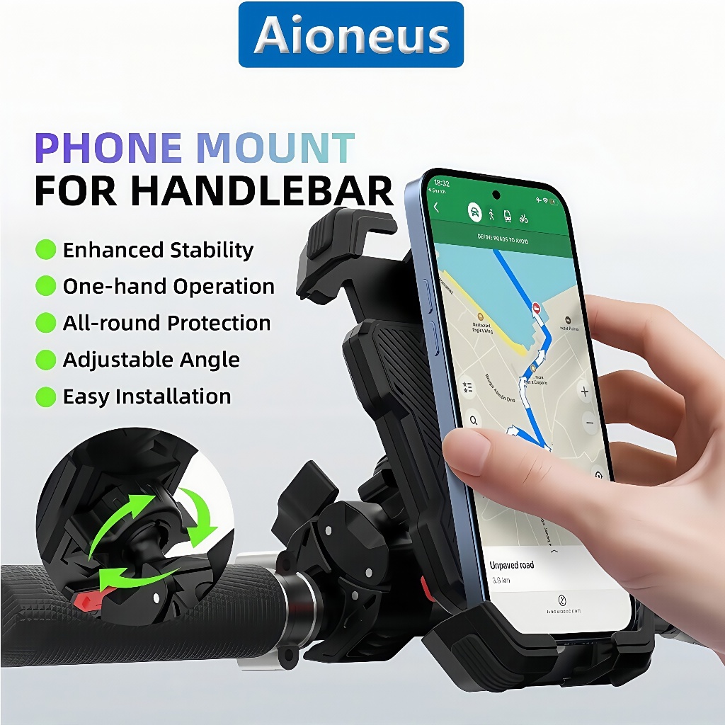 Holder Hp Motor Spion Bike Handphone Phone Holder Mobil Rotasi 360° Tahan Lama dan Tidak Licin Stand