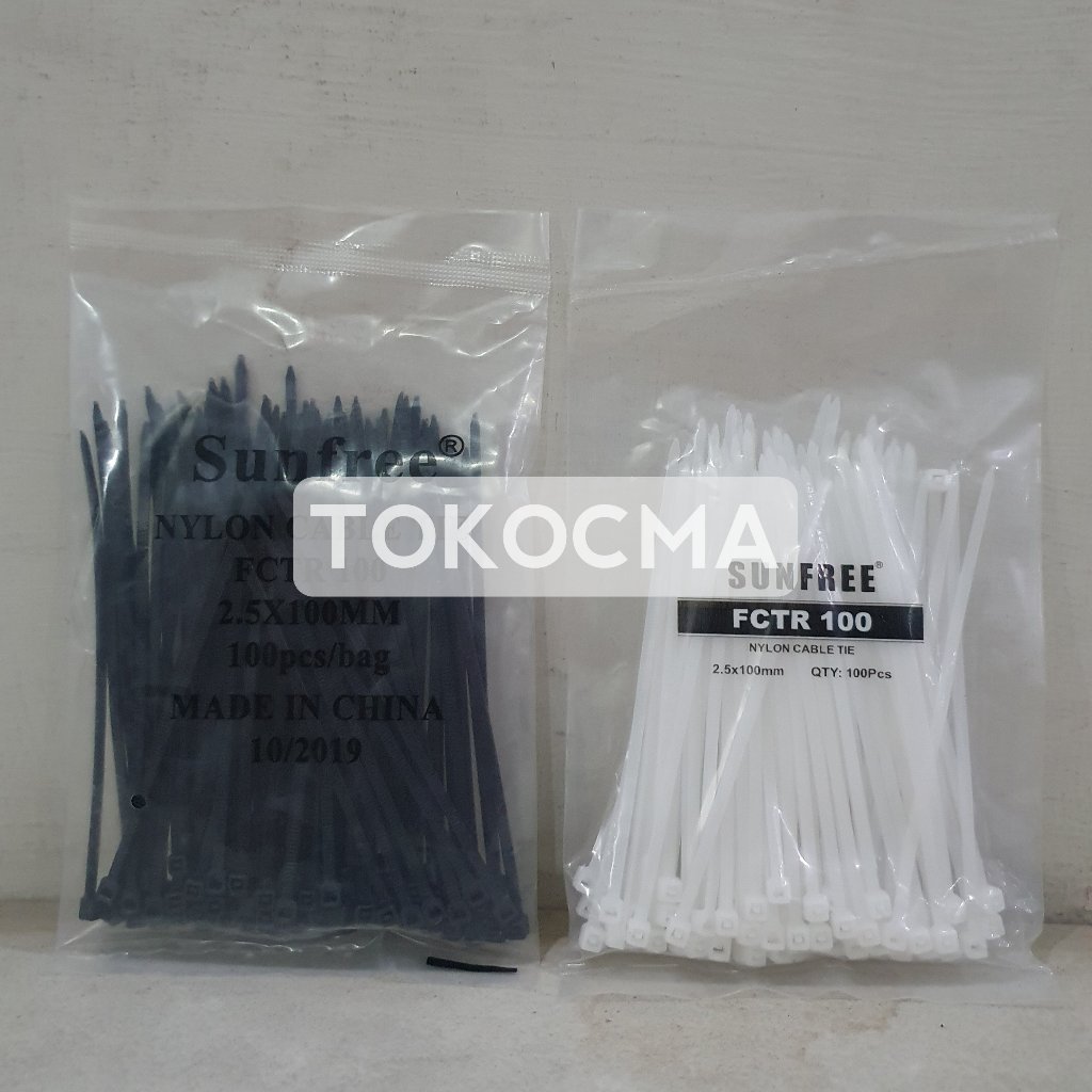 

Cable Tie / Kabel Ties isi 100bh 2,5x100mm Putih&Hitam Sunfree/Powell