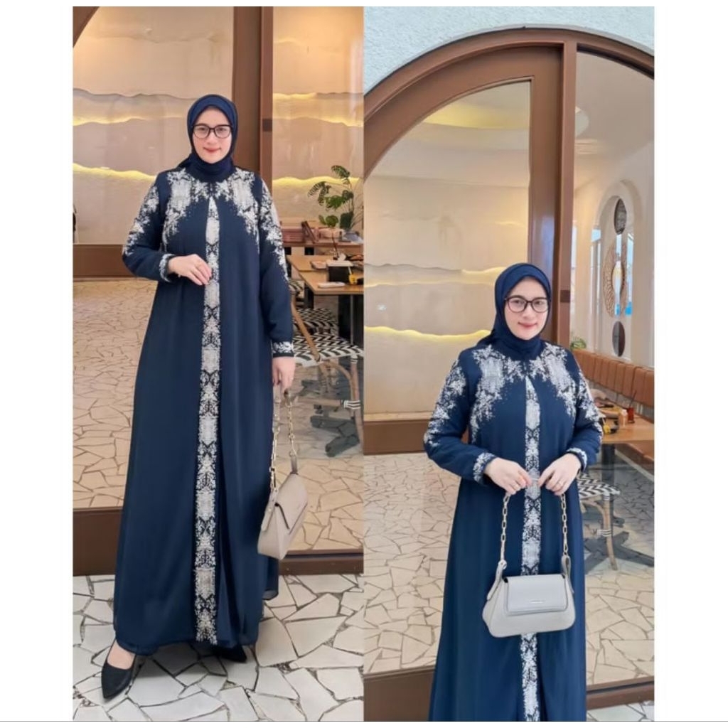 GAMIS BORDIR MOTIF PINTU ACEH SEMI OUTER TERBARU