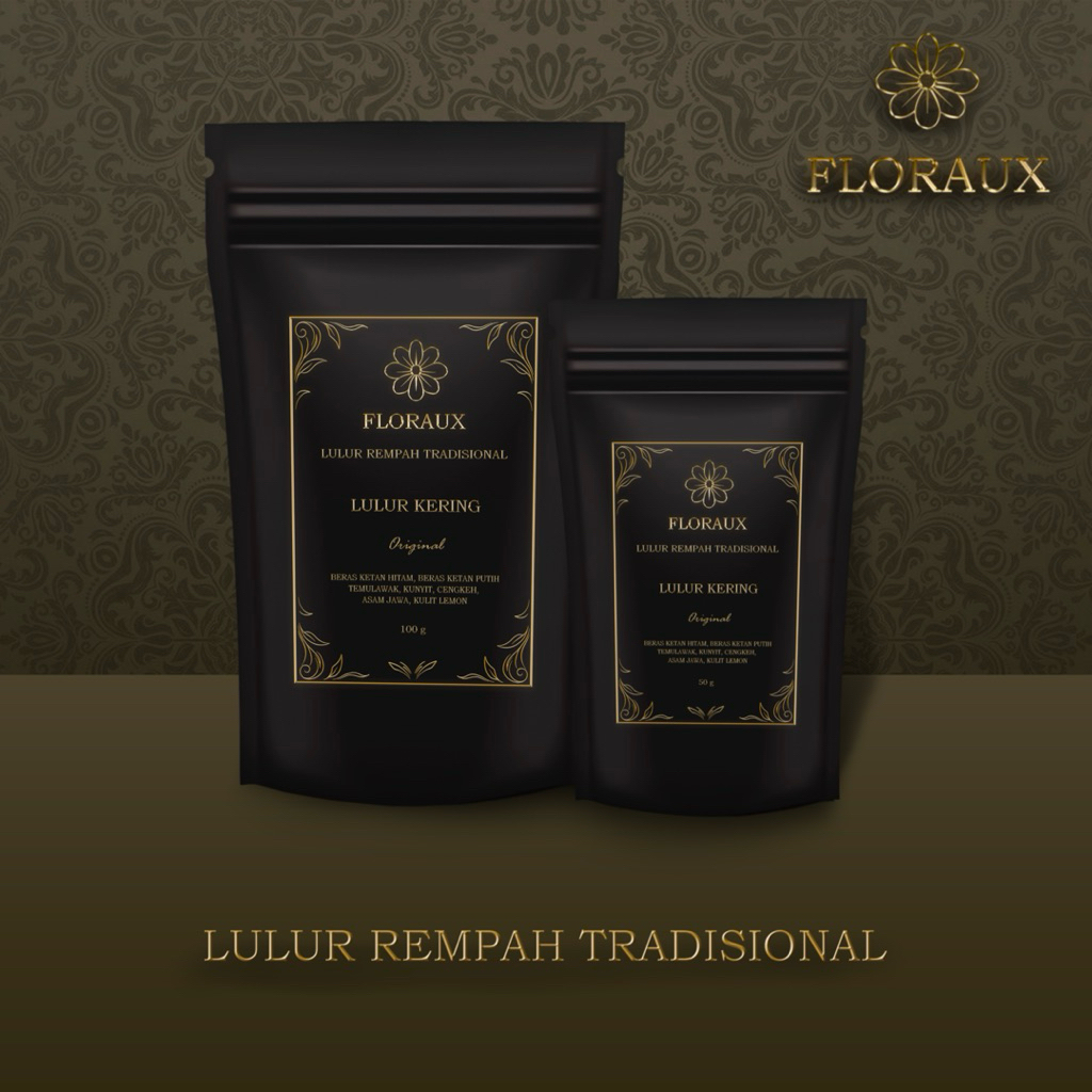 Lulur Kering Beras Hitam Rempah FLORAUX – Body Scrub Herbal Mencerahkan & Melembapkan