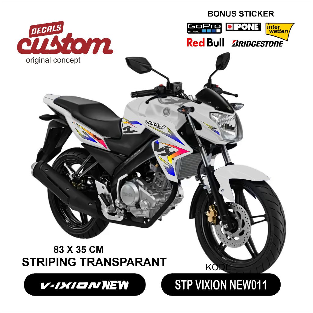 striping transparan yamaha vixion new decal vixion nvl transparant premium uv