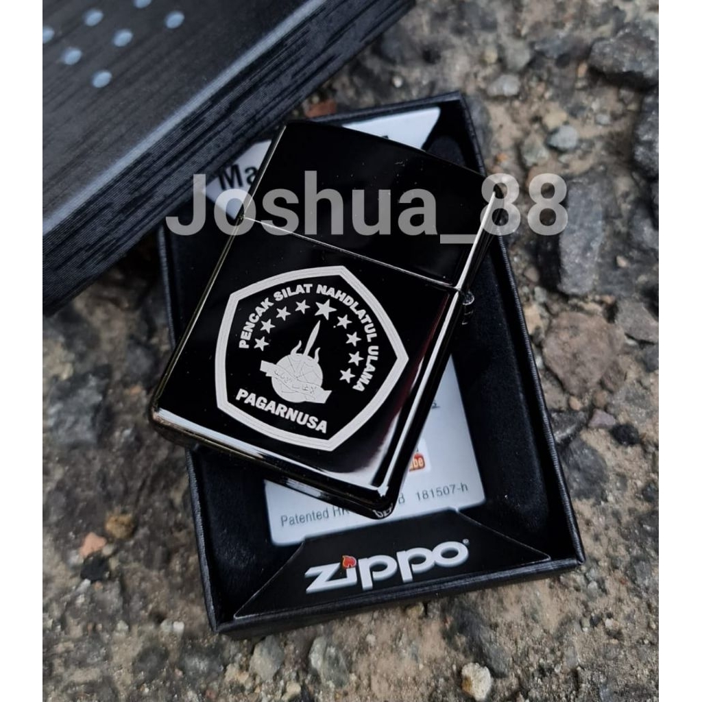 Zippo Custom Korek Api Ukir Logo Pagar Nusa Black Ice Bisa Ukir Nama Sendiri