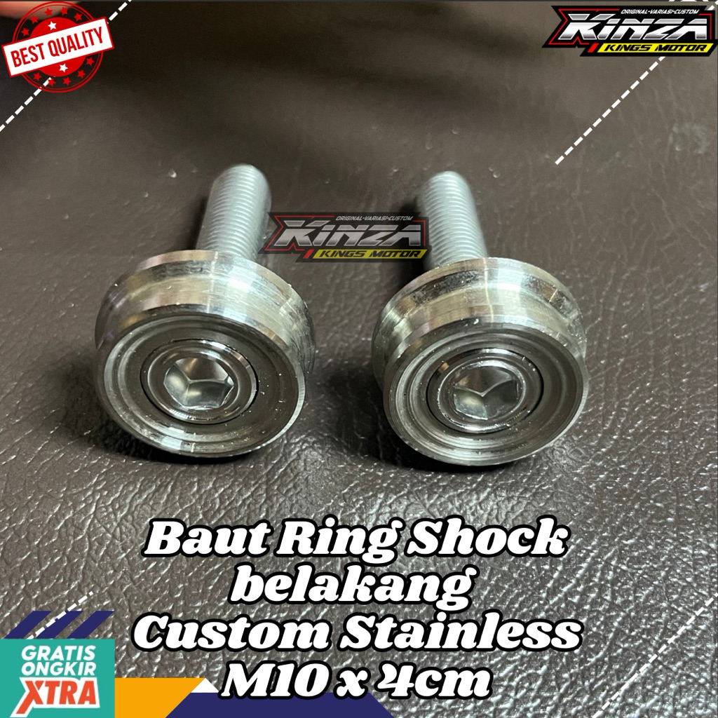 BAUT SHOCK BELAKANG M10x40 CB GL MP HEREX TIGER ARM KAZE FULL STAINLESS