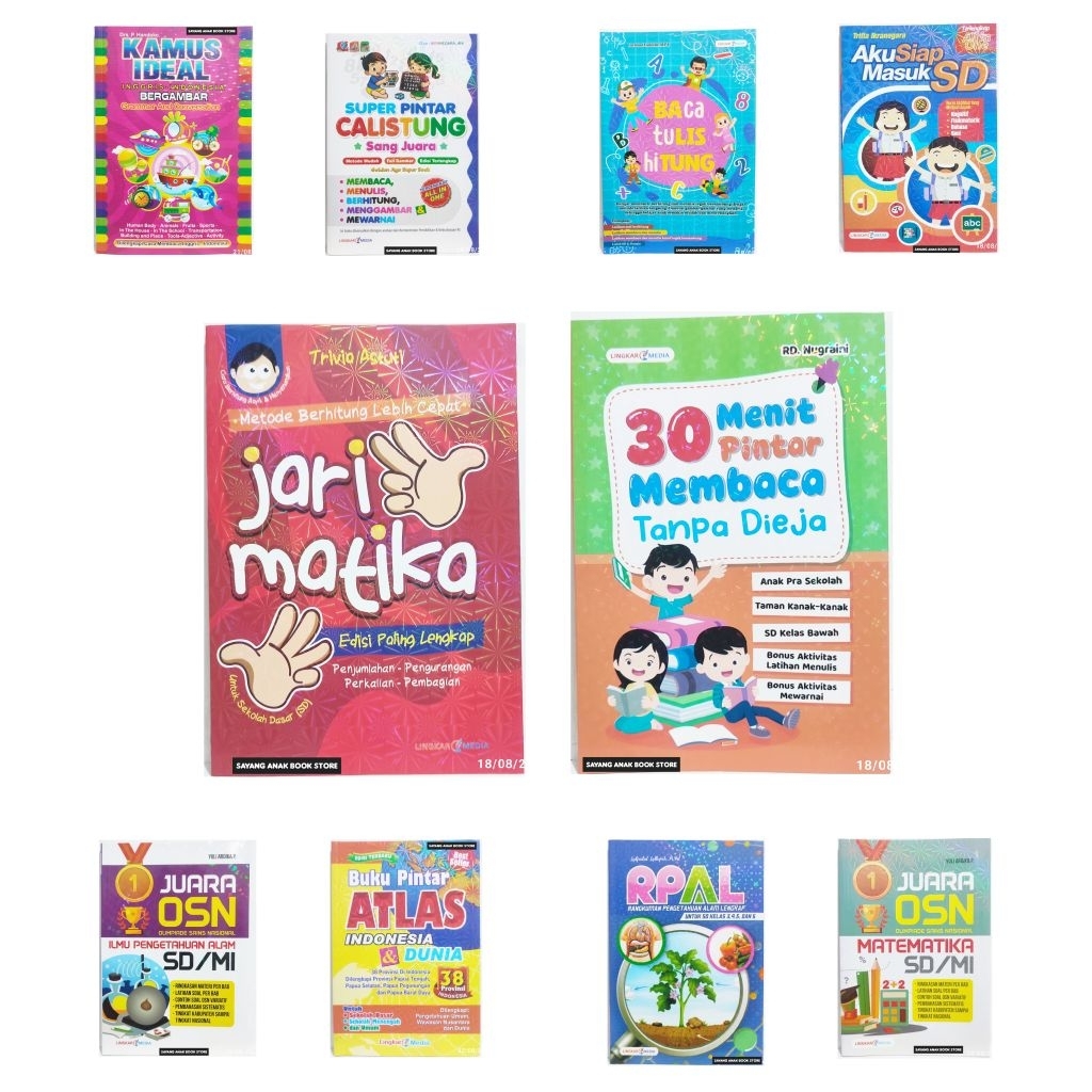 Paket Isi 3 Buku Kamus Ideal Bergambar + Buku Atlas Indonesia Dan Dunia + Buku Jarimatika + Buku Rpa