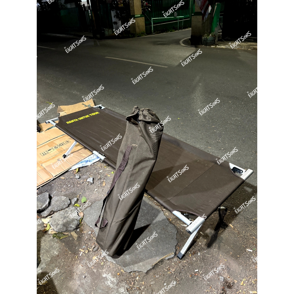 Velbed Coklat Hitam TNI POLRI Ranjang Lipat Aluminium Folding Bed Lipat 2 Velbed Pillow Hitam TNI PO
